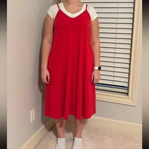 Zenana Outfitters Red Layered Midi Dress